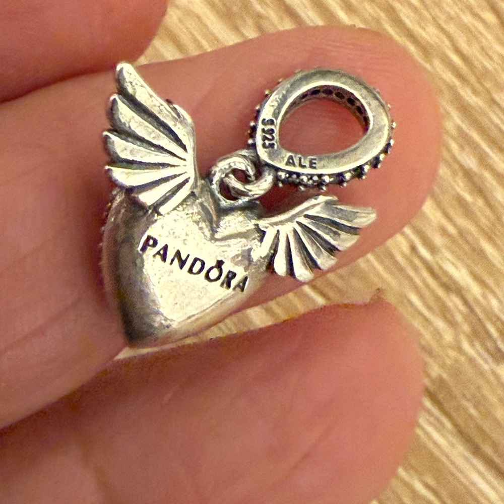 Pandora Silver Winged Heart Charm